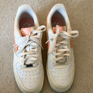 Nike Air Force 1 — Cream with Coral/Peach Accents